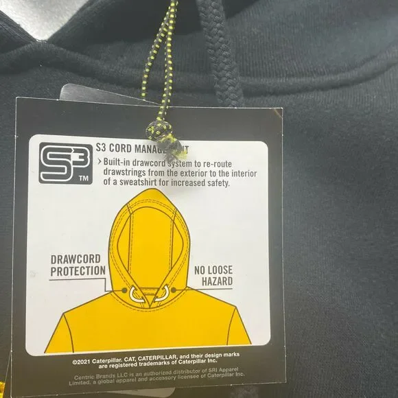 CAT Caterpillar Heavy Machinery Equipment Logo Hoodie Sweatshirt Pullover LARGE - Picture 4 of 6